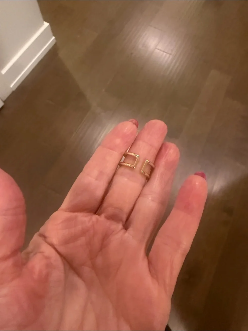 Kendra Scott Gold-Tone Double Band Ring with White Striped Marquise Stone